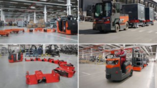 Video erinäisistä Linde Material Handling -logistiikkajunista