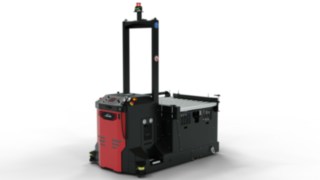 Linde MH:n I-MATIC CT core -vihivaunu lastausalustalla automaattista kuormausta ja purkamista varten