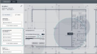 Fleet managers plan zone areas and hall accesses in the zones area of the connect:desk fleet management software from Linde Material Handling. 