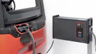 E-truck connected to the Li-ION battery charger