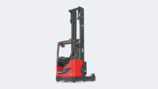 The Linde R20 reach truck with new reach mast. The R20 reach truck from Linde Material Handling with new reach mast.